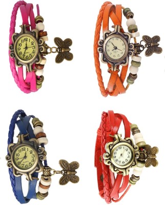 NS18 Vintage Butterfly Rakhi Combo of 4 Pink, Blue, Orange And Red Analog Watch  - For Women   Watches  (NS18)