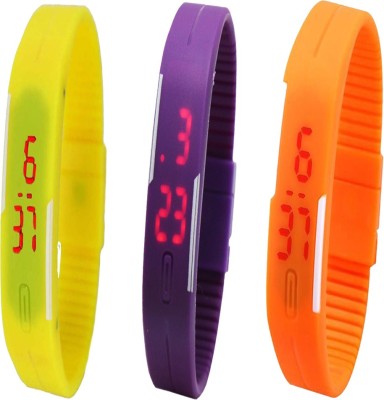 Y&D Combo of Led Band Yellow + Purple + Orange Watch  - For Couple   Watches  (Y&D)