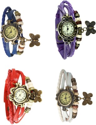 NS18 Vintage Butterfly Rakhi Combo of 4 Blue, Red, Purple And White Analog Watch  - For Women   Watches  (NS18)
