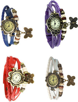 

Kissu Vintage Rakhi Combo of 4 Blue, Red, Purple And White Watch - For Women