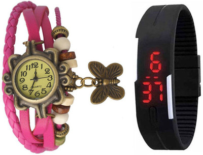 

Jack Klein Vintage_PNK_Led_BLK Watch - For Couple