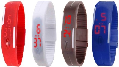 NS18 Silicone Led Magnet Band Combo of 4 Red, White, Brown And Blue Digital Watch  - For Boys & Girls   Watches  (NS18)