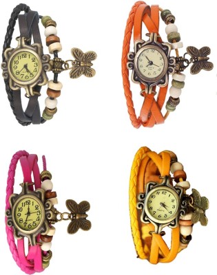 NS18 Vintage Butterfly Rakhi Combo of 4 Black, Pink, Orange And Yellow Analog Watch  - For Women   Watches  (NS18)