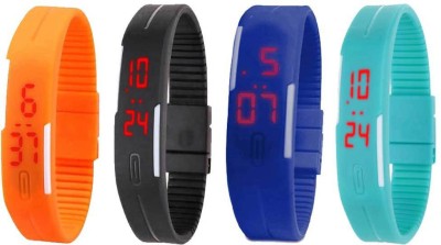 NS18 Silicone Led Magnet Band Watch Combo of 4 Orange, Black, Blue And Sky Blue Digital Watch  - For Couple   Watches  (NS18)