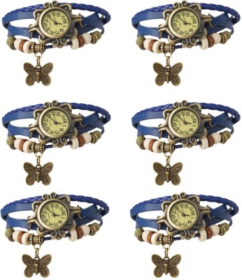 NS18 Vintage Butterfly Rakhi Combo of 6 Blue Analog Watch  - For Women   Watches  (NS18)
