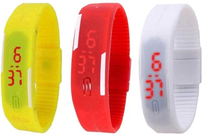 NS18 Silicone Led Magnet Band Combo of 3 Yellow, Red And White Digital Watch  - For Boys & Girls   Watches  (NS18)