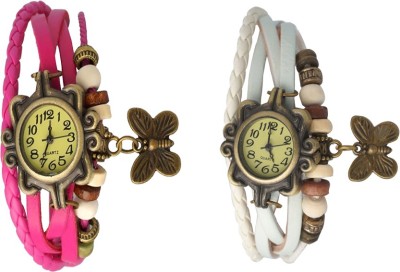 NS18 Vintage Butterfly Rakhi Watch Combo of 2 Pink And White Analog Watch  - For Women   Watches  (NS18)