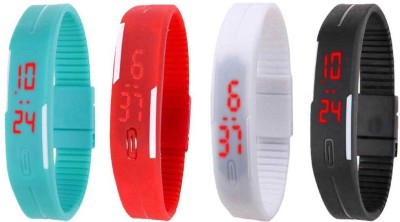NS18 Silicone Led Magnet Band Combo of 4 Sky Blue, Red, White And Black Digital Watch  - For Boys & Girls   Watches  (NS18)