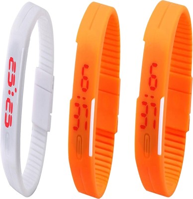 Twok Combo of Led Band White + Orange + Orange Digital Watch  - For Men & Women   Watches  (Twok)