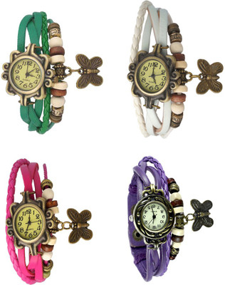 

Kissu Vintage Rakhi Combo of 4 Green, Pink, White And Purple Watch - For Women