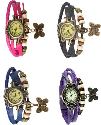 NS18 Vintage Butterfly Rakhi Combo of 4 Pink, Blue, Black And Purple Analog Watch  - For Women   Watches  (NS18)