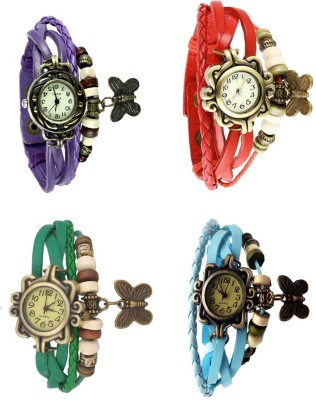 NS18 Vintage Butterfly Rakhi Combo of 4 Purple, Green, Red And Sky Blue Analog Watch  - For Women   Watches  (NS18)