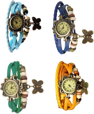 NS18 Vintage Butterfly Rakhi Combo of 4 Sky Blue, Green, Blue And Yellow Analog Watch  - For Women   Watches  (NS18)