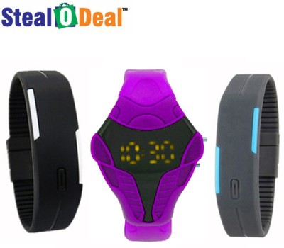 Stealodeal Purple Cobra Shape With Black and Grey Led Kids Led Watch  - For Boys & Girls   Watches  (Stealodeal)