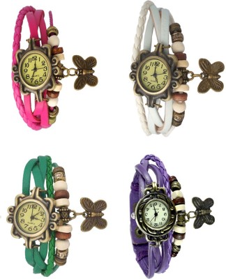 NS18 Vintage Butterfly Rakhi Combo of 4 Pink, Green, White And Purple Analog Watch  - For Women   Watches  (NS18)