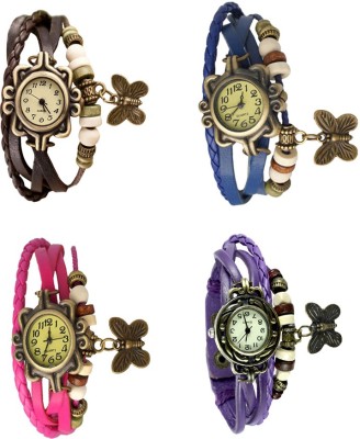 NS18 Vintage Butterfly Rakhi Combo of 4 Brown, Pink, Blue And Purple Analog Watch  - For Women   Watches  (NS18)