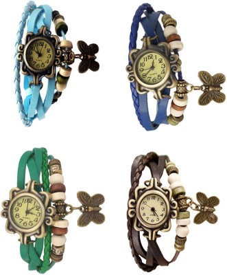 NS18 Vintage Butterfly Rakhi Combo of 4 Sky Blue, Green, Blue And Brown Analog Watch  - For Women   Watches  (NS18)