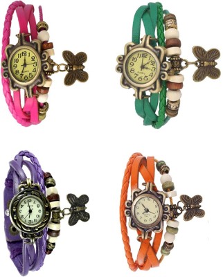 NS18 Vintage Butterfly Rakhi Combo of 4 Pink, Purple, Green And Orange Analog Watch  - For Women   Watches  (NS18)