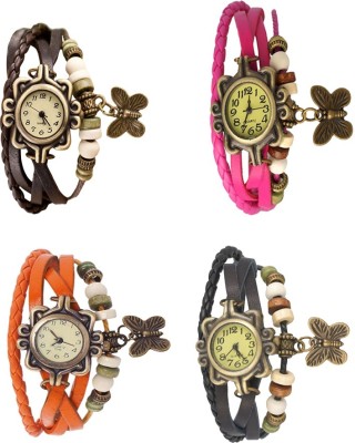 NS18 Vintage Butterfly Rakhi Combo of 4 Brown, Orange, Pink And Black Analog Watch  - For Women   Watches  (NS18)