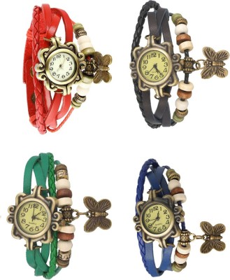 NS18 Vintage Butterfly Rakhi Combo of 4 Red, Green, Black And Blue Analog Watch  - For Women   Watches  (NS18)