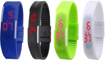 NS18 Silicone Led Magnet Band Combo of 4 Blue, Black, Green And White Digital Watch  - For Boys & Girls   Watches  (NS18)
