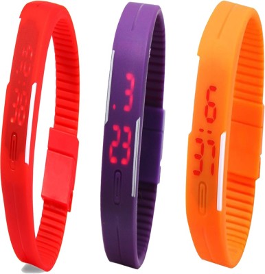 Twok Combo of Led Band Red + Purple + Orange Digital Watch  - For Men & Women   Watches  (Twok)