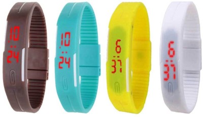 NS18 Silicone Led Magnet Band Combo of 4 Brown, Sky Blue, Yellow And White Digital Watch  - For Boys & Girls   Watches  (NS18)