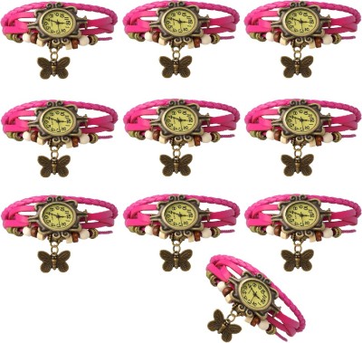 NS18 Vintage Butterfly Rakhi Combo of 10 Pink Analog Watch  - For Women   Watches  (NS18)