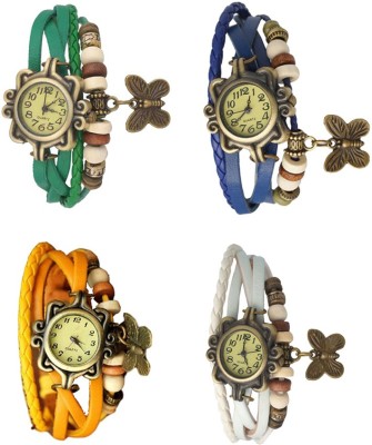 NS18 Vintage Butterfly Rakhi Combo of 4 Green, Yellow, Blue And White Analog Watch  - For Women   Watches  (NS18)