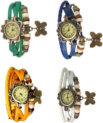 

Kissu Vintage Rakhi Combo of 4 Green, Yellow, Blue And White Watch - For Women