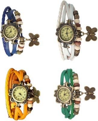 NS18 Vintage Butterfly Rakhi Combo of 4 Blue, Yellow, White And Green Analog Watch  - For Women   Watches  (NS18)