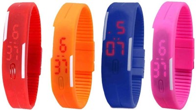 NS18 Silicone Led Magnet Band Combo of 4 Red, Orange, Blue And Pink Digital Watch  - For Boys & Girls   Watches  (NS18)