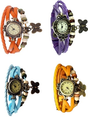 NS18 Vintage Butterfly Rakhi Combo of 4 Orange, Sky Blue, Purple And Yellow Analog Watch  - For Women   Watches  (NS18)