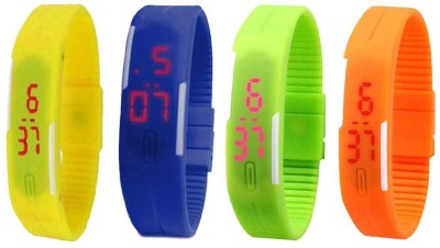 NS18 Silicone Led Magnet Band Combo of 4 Yellow, Blue, Green And Orange Digital Watch  - For Boys & Girls   Watches  (NS18)