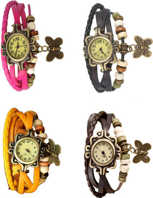 

NS18 Vintage Butterfly Rakhi Combo of 4 Pink, Yellow, Black And Brown Watch - For Women