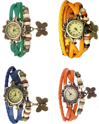 NS18 Vintage Butterfly Rakhi Combo of 4 Green, Blue, Yellow And Orange Analog Watch  - For Women   Watches  (NS18)