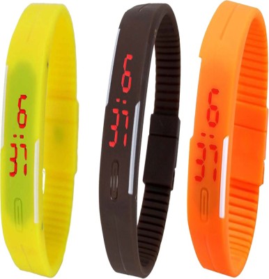 Twok Combo of Led Band Yellow + Brown + Orange Digital Watch  - For Men & Women   Watches  (Twok)