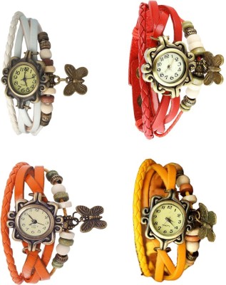 NS18 Vintage Butterfly Rakhi Combo of 4 White, Orange, Red And Yellow Analog Watch  - For Women   Watches  (NS18)
