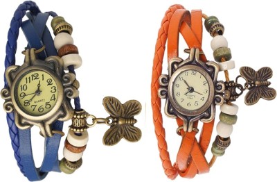 NS18 Vintage Butterfly Rakhi Watch Combo of 2 Blue And Orange Analog Watch  - For Women   Watches  (NS18)