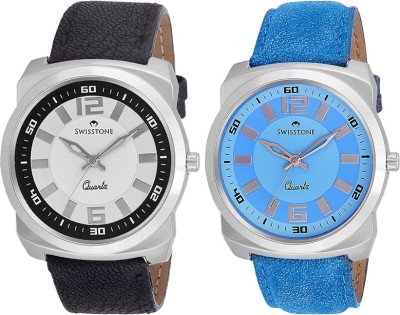 Swisstone GR017-WHT-BLK & GR017-LGT-BLU Analog Watch  - For Men   Watches  (Swisstone)
