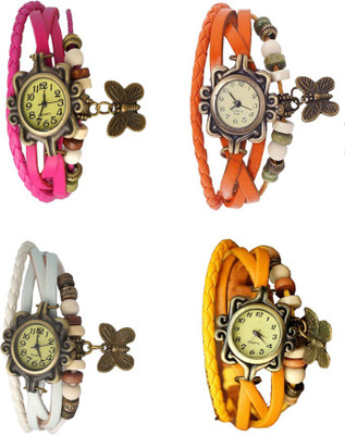 

Kissu Vintage Rakhi Combo of 4 Pink, White, Orange And Yellow Watch - For Women