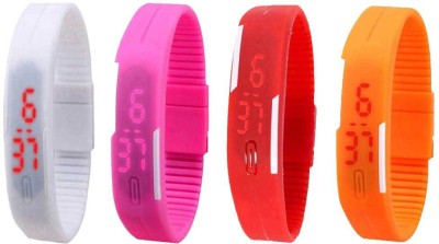 NS18 Silicone Led Magnet Band Combo of 4 White, Pink, Red And Orange Digital Watch  - For Boys & Girls   Watches  (NS18)