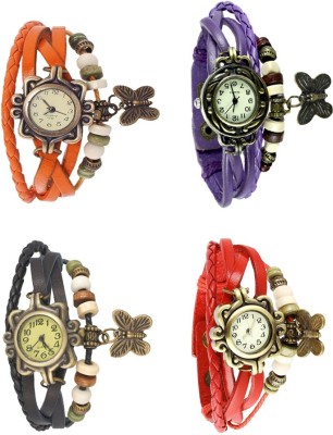 NS18 Vintage Butterfly Rakhi Combo of 4 Orange, Black, Purple And Red Analog Watch  - For Women   Watches  (NS18)
