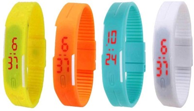 NS18 Silicone Led Magnet Band Combo of 4 Yellow, Orange, Sky Blue And White Digital Watch  - For Boys & Girls   Watches  (NS18)
