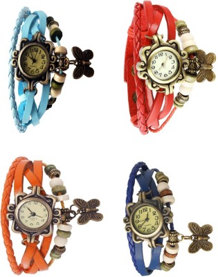 NS18 Vintage Butterfly Rakhi Combo of 4 Sky Blue, Orange, Red And Blue Analog Watch  - For Women   Watches  (NS18)