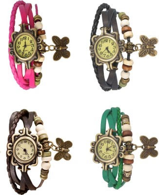 NS18 Vintage Butterfly Rakhi Combo of 4 Pink, Brown, Black And Green Analog Watch  - For Women   Watches  (NS18)