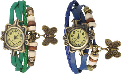

Kissu Vintage Rakhi Watch Combo of 2 Green And Blue Watch - For Women