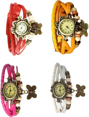 NS18 Vintage Butterfly Rakhi Combo of 4 Red, Pink, Yellow And White Analog Watch  - For Women   Watches  (NS18)