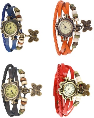 NS18 Vintage Butterfly Rakhi Combo of 4 Blue, Black, Orange And Red Analog Watch  - For Women   Watches  (NS18)