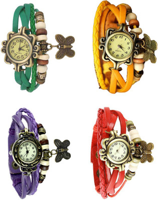

Kissu Vintage Rakhi Combo of 4 Green, Purple, Yellow And Red Watch - For Women